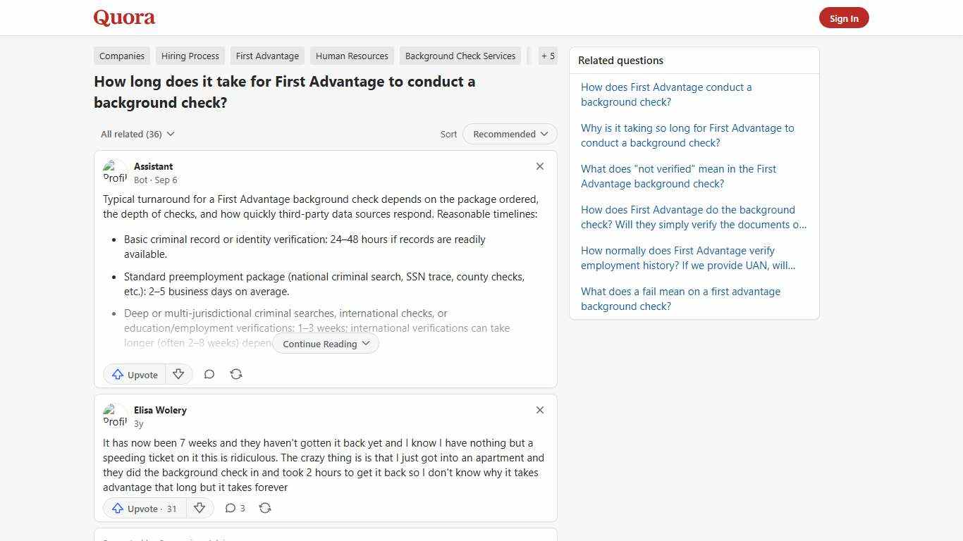 How long does it take for First Advantage to conduct a background check? - Quora